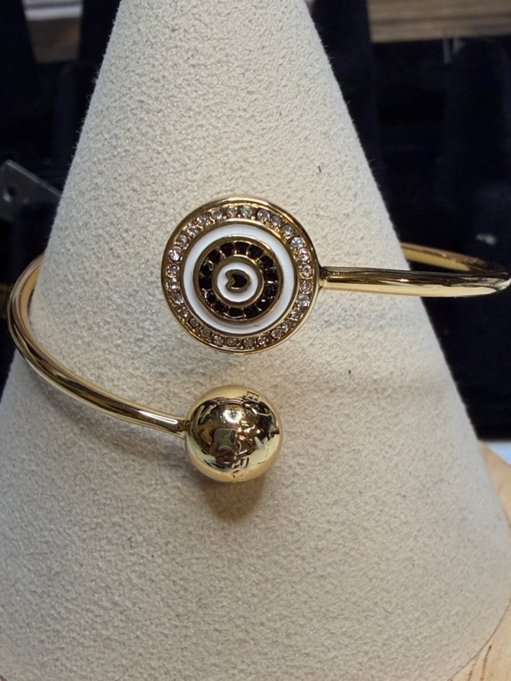 Marc Jacobs Gold Open Cuff Bracelet with Concentric Enamel Disc